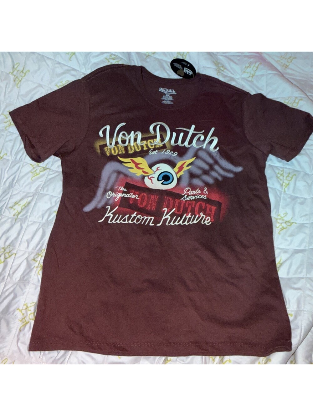 Vintage Von Dutch maroon Y2K T Shirt medium